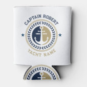 Rafraîchisseur Pour Canette Ancrage de bateau nautique bleu et or (Devant)