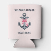 Rafraîchisseur Pour Canette Ancre Bow rose Bienvenue à bord Nom du bateau Coqu (Dos)