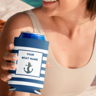 Rafraîchisseur Pour Canette Ancre Lake Nautical Votre nom de bateau