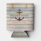 Rafraîchisseur Pour Canette Ancre nautique BIENVENUE À BORD Rustique Nom de ba (Devant)