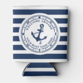 Rafraîchisseur Pour Canette Ancre nautique Compass Striped Boat Name (Devant)