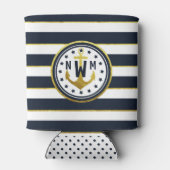 Rafraîchisseur Pour Canette Ancre nautique en marine et en or (Dos)