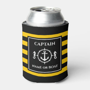 Rafraîchisseur Pour Canette Ancre nautique Nom du capitaine ou or de bateau