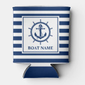 Rafraîchisseur Pour Canette Ancre nautique Roue Roue Bateau rayé Nom (Devant)