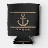 Rafraîchisseur Pour Canette ancre or sur arrière - plan bleu. (Devant)