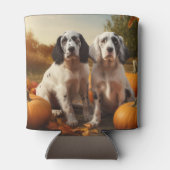 Rafraîchisseur Pour Canette Anglais Setter Puppy Automne Citrouille de plaisir (Dos)