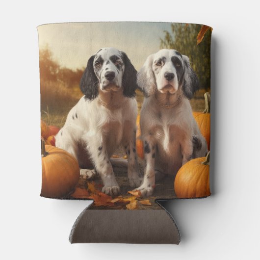 Rafraîchisseur Pour Canette Anglais Setter Puppy Automne Citrouille de plaisir (Dos)