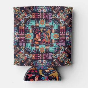 Rafraîchisseur Pour Canette Animaux décoratifs : design ethnique coloré.
