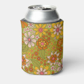 Rafraîchisseur Pour Canette Années 1960, 1970 Vert & Orange Retro Floral (Can Dos)