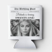 Rafraîchisseur Pour Canette Anniversaire Journal amusant noir & blanc photo (Dos)