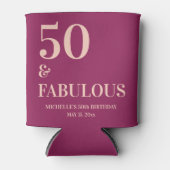 Rafraîchisseur Pour Canette Anniversaire rose Bourgogne 50 et fabuleux (Devant)