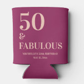 Rafraîchisseur Pour Canette Anniversaire rose Bourgogne 50 et fabuleux (Dos)