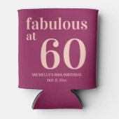 Rafraîchisseur Pour Canette Anniversaire rose de Bourgogne Fabuleux à 60 ans (Devant)