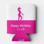Rafraîchisseur Pour Canette Anniversaire rose fille de golf Monogramme (Dos)