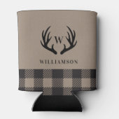 Rafraîchisseur Pour Canette Antlers rustiques Black Buffalo Plaid Monogramme (Dos)