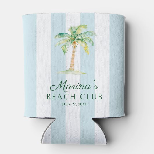 Rafraîchisseur Pour Canette Aqua Blue Cabana Stripes Palm Beach Club (Dos)