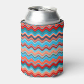 Rafraîchisseur Pour Canette Aqua Coral Saumon Orange Blue Wavy Zigzag (Can devant)