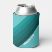 Rafraîchisseur Pour Canette Aqua Fade Stripes with Name (Can devant)