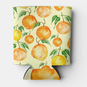 Rafraîchisseur Pour Canette Aquarelle agrumes, motif tropical.