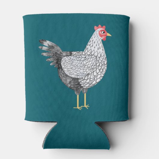 Rafraîchisseur Pour Canette Aquarelle amusante Wyandotte Poulet Hen (Dos)