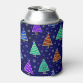 Rafraîchisseur Pour Canette Aquarelle Arbres de Noël : Motif forestier. (Can devant)