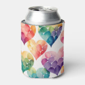Rafraîchisseur Pour Canette Aquarelle arc-en-ciel Valentines coeur motif (Can devant)