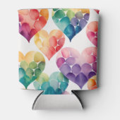 Rafraîchisseur Pour Canette Aquarelle arc-en-ciel Valentines coeur motif (Devant)