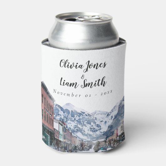 Rafraîchisseur Pour Canette Aquarelle Bienvenue chez Telluride Mariage Bienven (Can devant)