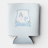 Rafraîchisseur Pour Canette Aquarelle Bleu Blanc Mariage Crest Couples Douche (Devant)