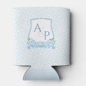 Rafraîchisseur Pour Canette Aquarelle Bleu Blanc Mariage Crest Couples Douche (Dos)