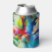 Rafraîchisseur Pour Canette Aquarelle bleu rouge jaune vert Abstraction (Can devant)