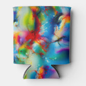 Rafraîchisseur Pour Canette Aquarelle bleu rouge jaune vert Abstraction (Devant)