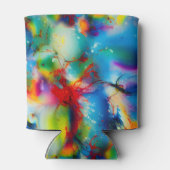 Rafraîchisseur Pour Canette Aquarelle bleu rouge jaune vert Abstraction (Dos)