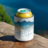 Rafraîchisseur Pour Canette Aquarelle Blue Gold Foil Mountain Mariage extérieu