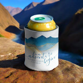 Rafraîchisseur Pour Canette Aquarelle Blue Gold Foil Mountain Mariage extérieu