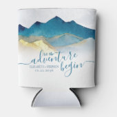 Rafraîchisseur Pour Canette Aquarelle Blue Gold Foil Mountain Mariage extérieu (Devant)