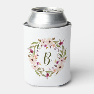 Rafraîchisseur Pour Canette Aquarelle Bohème Floral Wreath Monogramme