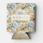 Rafraîchisseur Pour Canette Aquarelle botanique bleu blanc lily floral (Devant)