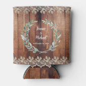 Rafraîchisseur Pour Canette Aquarelle botanique feuille Mariage de bois rustiq (Devant)