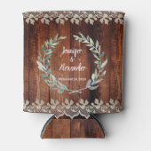 Rafraîchisseur Pour Canette Aquarelle botanique feuille Mariage de bois rustiq (Devant)