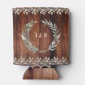 Rafraîchisseur Pour Canette Aquarelle botanique feuille Mariage de bois rustiq (Dos)