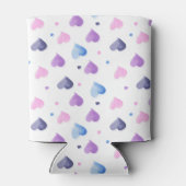 Rafraîchisseur Pour Canette Aquarelle Coeurs Motif Bleu rose pourpre (Dos)