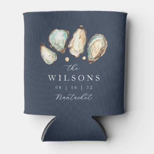 Rafraîchisseur Pour Canette Aquarelle côtière Oyster Wedding Favoriser (Devant)