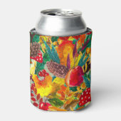 Rafraîchisseur Pour Canette Aquarelle d'automne Feuilles Champignons Motif (Can devant)