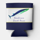 Rafraîchisseur Pour Canette Aquarelle de baleine marine bleu côtier jaune (Devant)