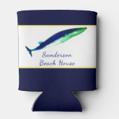 Rafraîchisseur Pour Canette Aquarelle de baleine marine bleu côtier jaune (Dos)