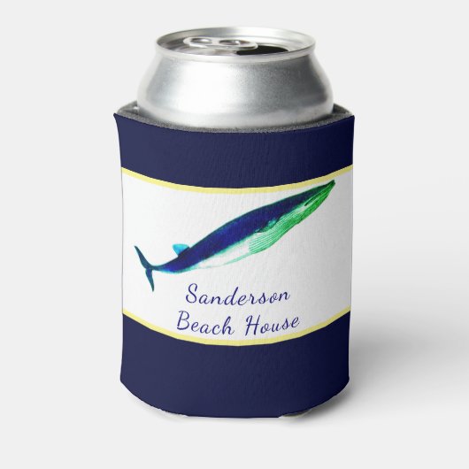 Rafraîchisseur Pour Canette Aquarelle de baleine marine bleu côtier jaune (Can Dos)