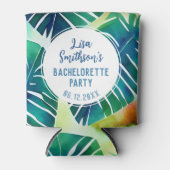 Rafraîchisseur Pour Canette Aquarelle de feuillage tropical Bachelorette perso (Devant)