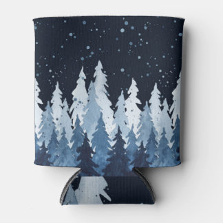 Rafraîchisseur Pour Canette Aquarelle de neige des pins d'Indigo