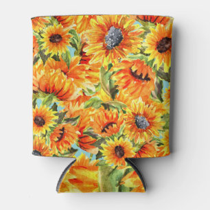 Rafraîchisseur Pour Canette Aquarelle de tournesol : Illustration transparente